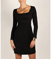 Empire Style Bodycon Dress – Black / Squared Off Shape Neckline